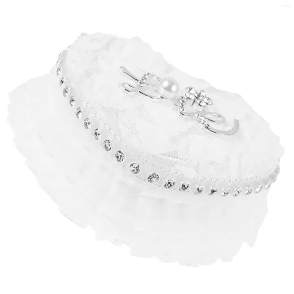 Bolsas de joalheria Caixa de anel Casamento travesseiro de casamento portador de coração barreira travesseiros de decoração renda para recipiente de noivado de cerimônia