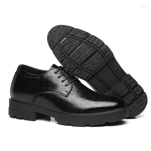 Kleiderschuhe Höhenaufzugsaufzüge Schuh unsichtbarer Fersen Hochzeit klobig Leder Business Men Black 8cm/10 cm Höher 38-43