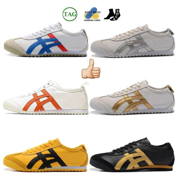 Top Tiger México 66 Sapatos de corrida Sapatos de corrida Tênis de estilo de vida preto Branco azul amarelo BEIGE MENINOS MENINOS MAIS MODANTES LOAFER 36-45