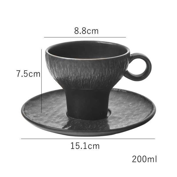 Tassen Untertassen 200 ml Keramik Matte schwarze Kaffee Tasse Set Porzellan Tee Tasse mit Saucer Expresso Tasse