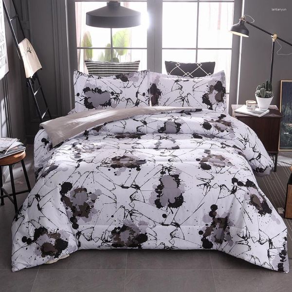 Bettwäsche -Sets Splash Tinte Persönlichkeit Schwarz -weißer Stiftkissenbezug Quilt Deckungsgröße Home Textile Set bequem