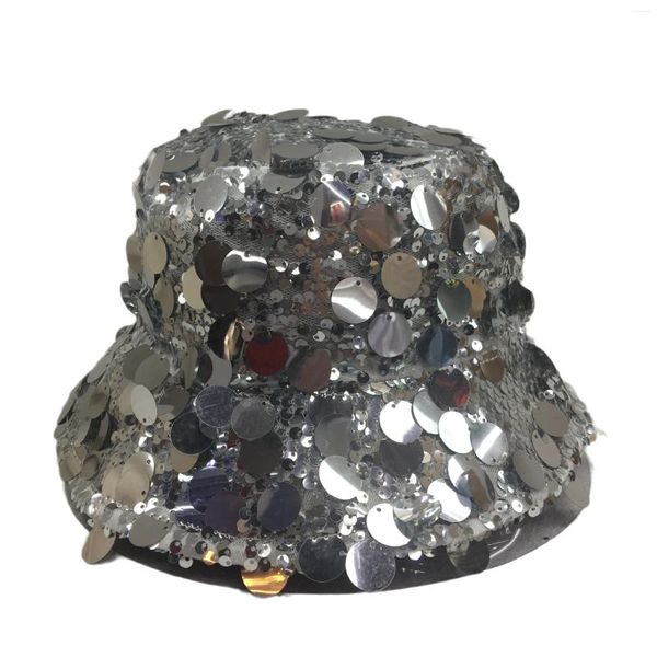 Берец Bling Silver Black Sequine Bucket Hat Женщины на открытом воздухе складываемая chapeu Marca de Luxo Cappello Rana Spring Summ Sun