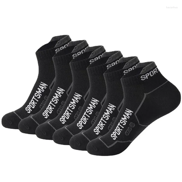 Calzini da uomo 6 coppie uomini di alta qualità in cotone casual morbido estate traspirante a maglie alla caviglia per la caviglia ciclistica con calzino corto nero per maschio