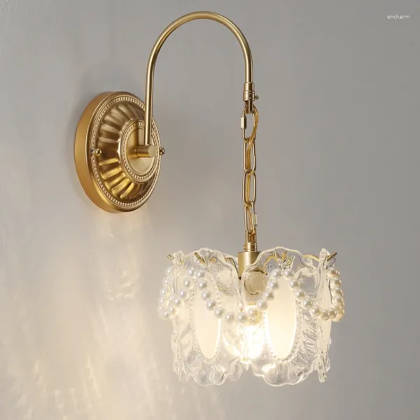 Стеновая лампа Стекло Жемчужное железо эстетическое декор роскошное