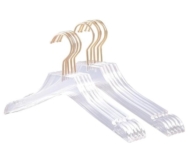 5 PCs Clear Acrylic Roupas Hanger com Gold Hook Transparent Cirches Dressches For Kids Girl 2205312917209