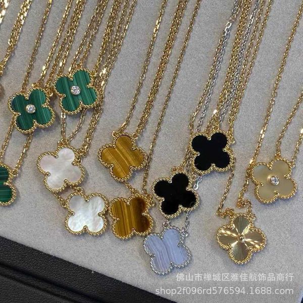 Necklace designer Vanca Luxury Gold Chain Clover Necklace Womens Red Jade Midica