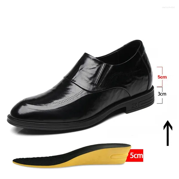 Kleiderschuhe Aufzug Derby Schuh mit Fersenhöhe für Männer 6 cm/8 cm größerer Oxford Slip an spitzen Zehen