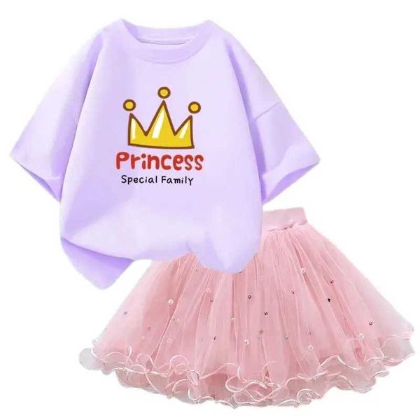 Корена Корнес Принцесса 2 часа Tututu St Set Summer Cawaii Футболка и пушистое лыжное платье детское детское вечеринка на день рождения одежда 2405