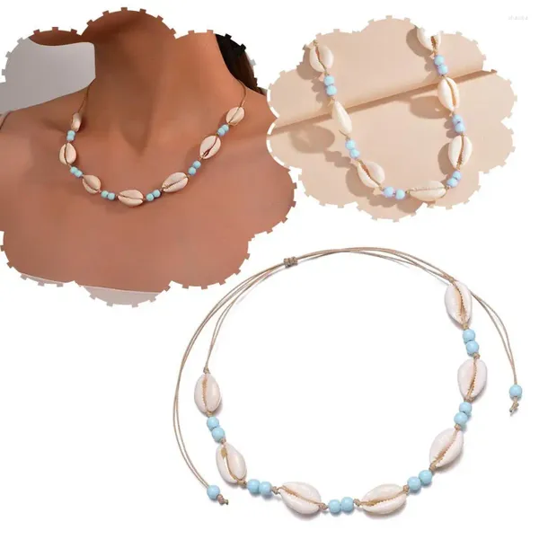 Correntes Classic Shell Colar de contas para mulheres estilo boêmio Bohemian Chaker ajustável Chaker Cheker Summer Jewelry Accesso A2E2