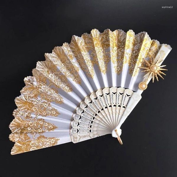 Dekorative Figuren Top White Feather Folding Fan Japanisch Süße schwarze Hand Hochzeitskleidung Zubehör Home Decor Decor