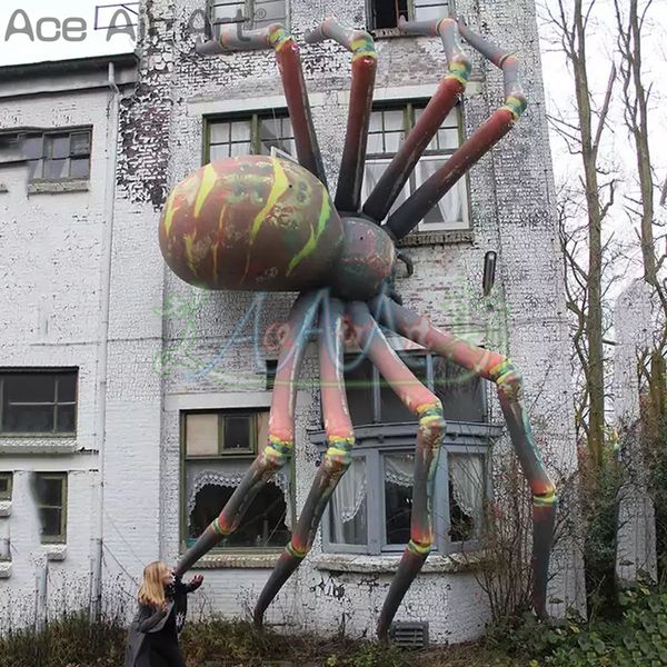 Großhandelspezifische aufblasbare Spinne Buntes Horror Spinnen Halloween Big Bug für Wand-/Gebäudedekoration oder Festival