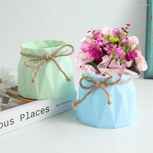 Vasen Plastikblume Vase Nordic Style Macaron Farbe Modernes Tisch Herzstück für Raumarrangement Home Office Decor