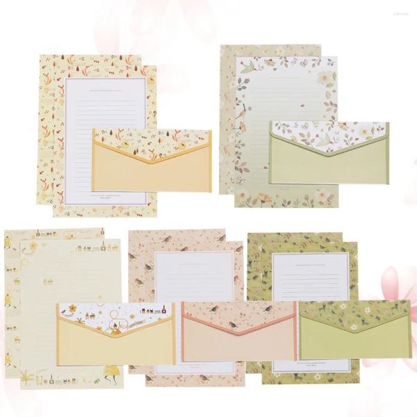 Geschenkverpackung 5 Sets/45pcs Buchstabe Paper mit Umschlägen stationärer japanischer Blumendekorationen