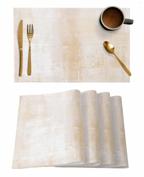 Masa Paspasları 4/6 PCS Yağlı Boya Tarzı Krem Vintage Art Placemat Mutfak Ev Dekorasyonu Yemek Kahve Mat