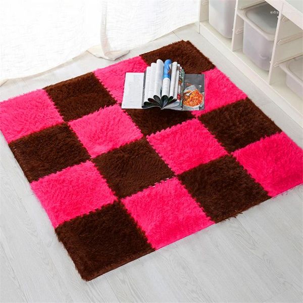 Teppiche 6pcs Nähte Teppichboden Türmatten 30 x 30 cm Schlafzimmer Wohnzimmer Krabbeln Teppiche Tatami Plüsch Matte Fell geflochten