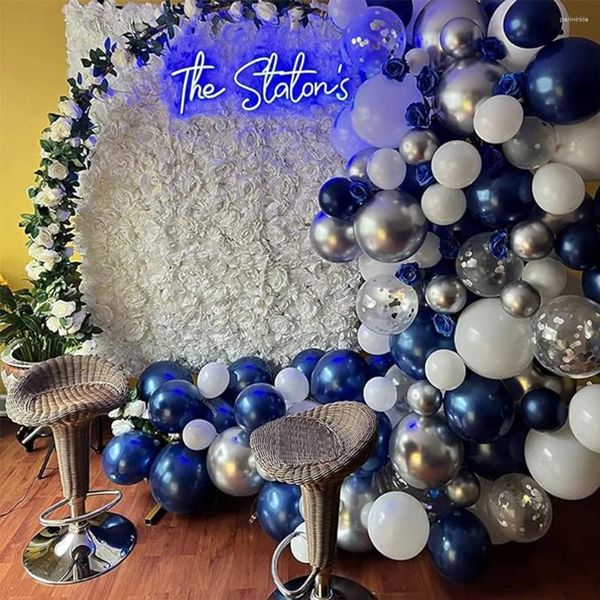 Decorazione per feste White Balloons Garland Navy Blue Contetti Ballon Arch Kit Anniversario Anniversario Birthday Decor Baby Shower