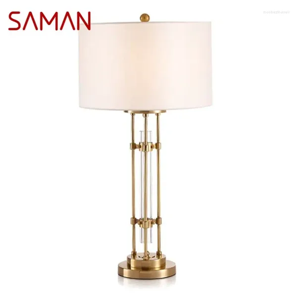 Lampade da tavolo Saman White Lamp White LED Contemporary Desta decorativo illuminazione per soggiorno domestico