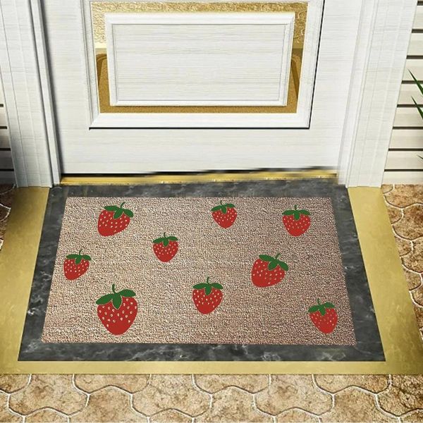 Tappeti carpetti fumetti decorazione per casa fragola tappeto divertente benvenuto zerbino di entrata per esterni sapa da bagno non slip 40x60x0,7 cm