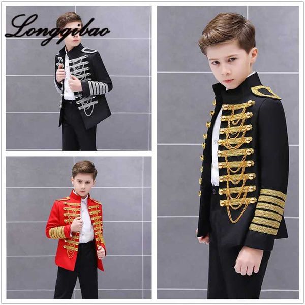 Costumi di danza di abbigliamento etnico per bambini uniformi militari per le corti europee principi per bambini stadi costumi uniformi militari che richiedono Edgingl2405