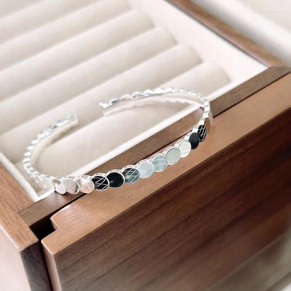 Bangle Simple Shiny Fish Scale Geometry Silver Color Resizable Bracelet для женщин роскошные украшения ювелирных изделий