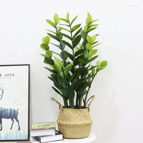 Flores decorativas 0,75-0,9m Aproximando-se da natureza Green Money Tree em vaso de estar em sala de estar em sala de estar de estar de mesa e acessórios Planta falsa pequena