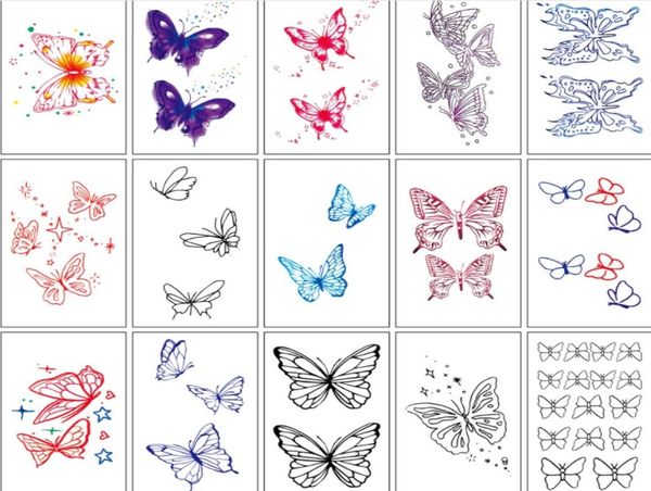 Tatuaggi temporanei Flower Butterfly Fake Tattoo Pattern Metallic Oro Adesivi impermeabili Acqua Trasferimento Acqua Sexy Beauty Body AR7393983