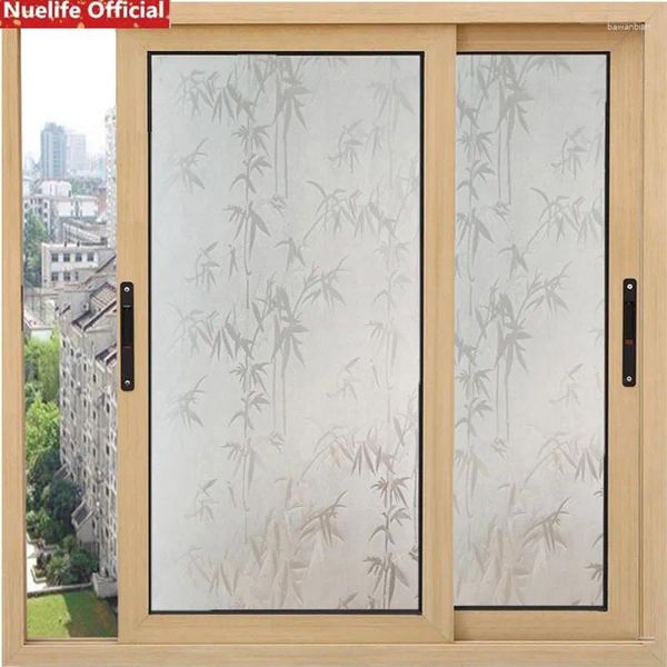 Adesivos de janela bambu folhas auto-adesivas filmes de vidro fosco sala de estar quarto deslizamento por porta deslizante opaca