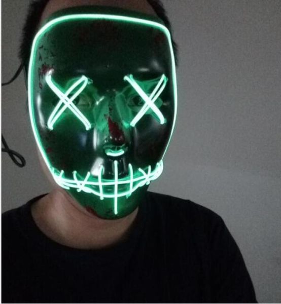 Novo LED Halloween Ghost Masks The Purge Election Year Mask el Wire Máscara Néon 3 Modelos Flashing Party Scarey Horror Terror 8493100