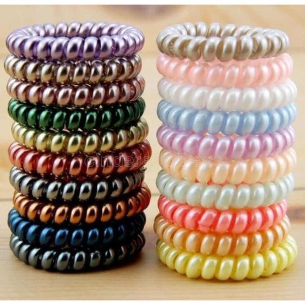 Screangy Rubber Coil New Women Girl Bands связывают веревочное кольцо, держатели хвостики, телефонная проволочная шнурная жвачка, браслет для волос, FY4851