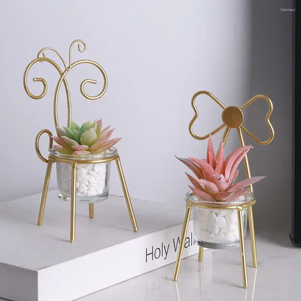 Vasen Eisenkunst Vase Pflanze Blume Pot Stuhl Form Glas Nordic Ins Stil kreativer Arrangement Wohnzimmer Desktop Dekorationen