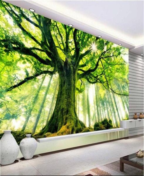 Carta da parati 3d personalizzata murale non tessuto adesivi per alberi da foresta muro è dipinti di sole PO muro 3d wallpaper49846844219909