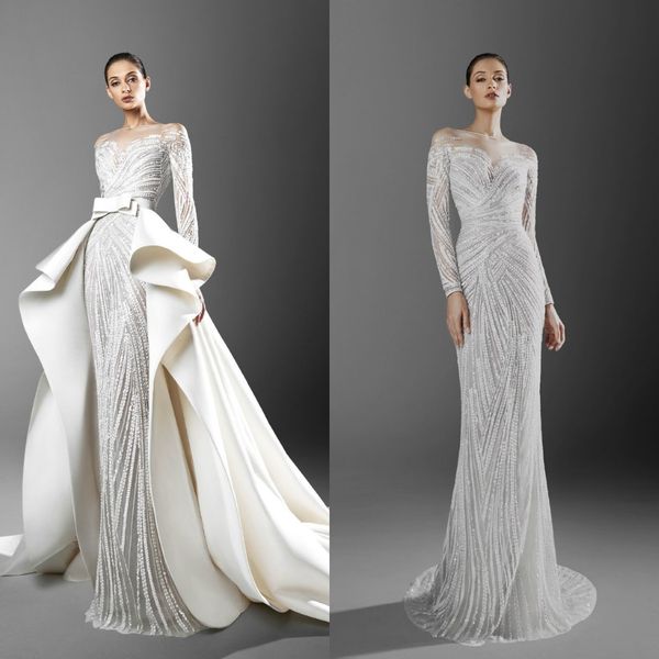 2021 Abiti da sposa a sirena di Zuhair Murad con treno staccabile APPLICASI A MANSEVE LUNGA CHE APPLICI GRIDALI