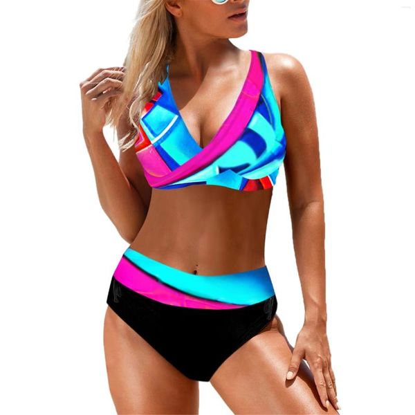 Swimwear femminile 2024 Avvolgimento a vite bikini multicolore Triangoli alti triangoli separati da nuoto da bagno separato per le donne