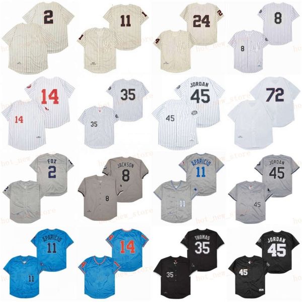 Пенсионер 2 Нелли Фокс Бейсбол Джерси 8 Bo Jackson 11 Aparicio 14 Пол Конерко 23 Robin Ventura 24 Wynn 35 Фрэнк Томас 72 Carlton Fisk 1959 1993 Vintage Retro Mesh