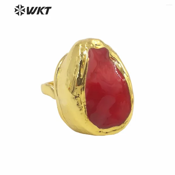 Ringos de cluster WT-MPR060 Moda clássica Irregular Shape Red Coral Big Ring para mulheres Acessórios para festas ou amigos do presente