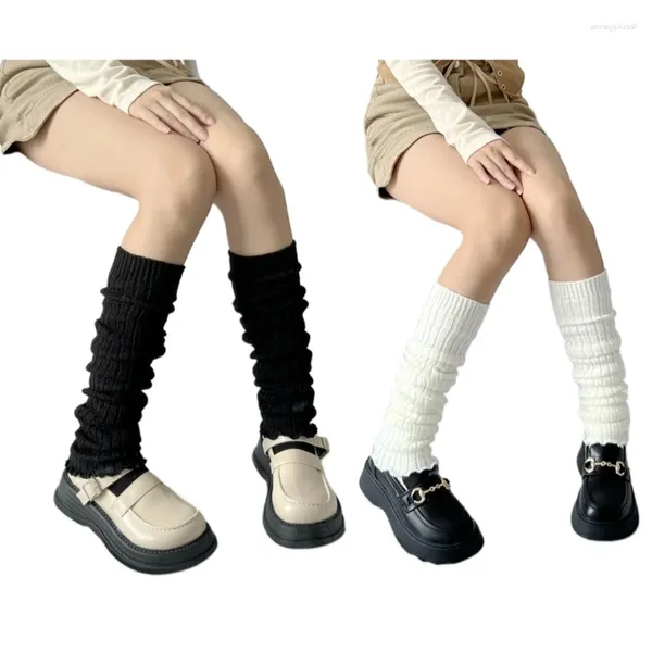 Frauen Socken lässige gerippte gestrichene Harajuku gekräuselt Saum Falten Fußabdeckungen Streetwear -Stiefel Manschettenstrümpfe Strümpfe