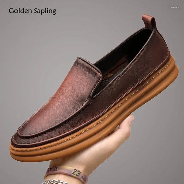 Scarpe casual Golden Safling Office Felers Business da uomo Ampiega vera in pelle vera abito da spina formale da scarpe da spina Moccasin