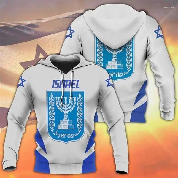 Erkek Hoodies İsrail Ulusal Amblem Bayrağı 3D Baskı Moda İsrail Sokak Hip Hop Erkek Çocuklar Çocuk Hooded Sweatshirt Erkek Külot