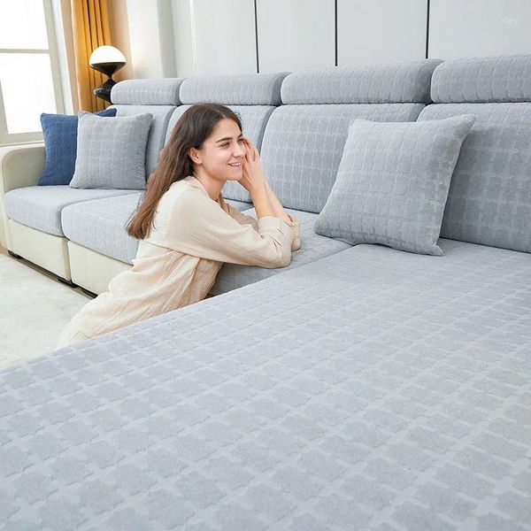 Campa de cadeira Padrão de diamantes Jacquard Sofá Capa elástica à prova d'água 4 cores para almofada de sala de estar confortável escolhida