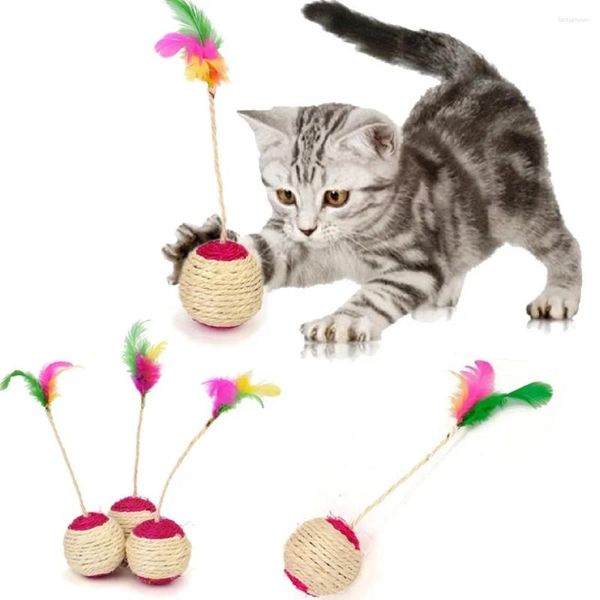 Altre forniture per uccelli con gatto rotabile di piume che grattano giocattoli interattivi sisal giocando a sfere a sfere molari mastica