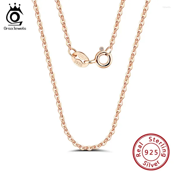 Catene orsa gioielli italiano 925 sterling in argento a catena rosa color oro rosa 1,0 mm collana cavo o-catena croce sc06-r