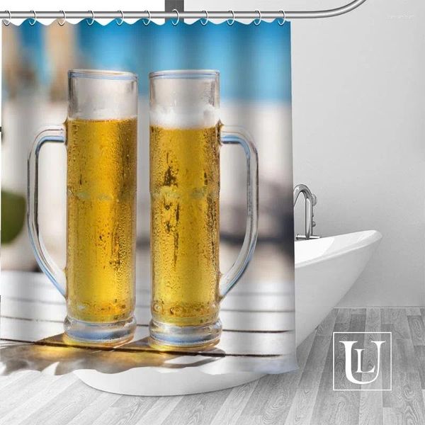 Duschvorhänge Shunqian Funny Bier Custom Custain Polyester Stoffbadbildschirme für Badezimmer 3D wasserdichte Haken