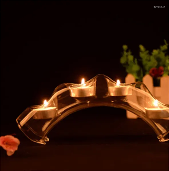 Candele Cancella Crystal Glass Stick Transparent Circular Arch Candlestick Romantico Cena a lume di candela decorazione per la casa tubolare