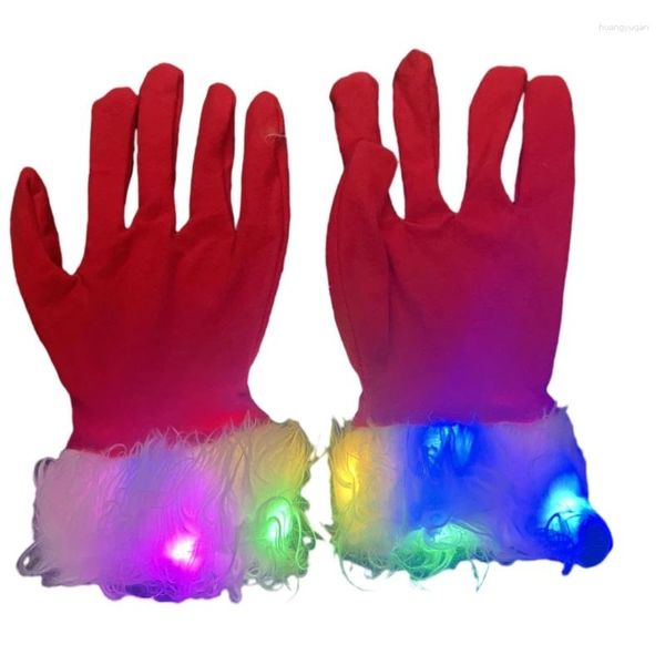 Partyzubehör Erwachsene Kinder Weihnachten glühende Handschuhe Neuheit Festival Cosplay Kostüme Accessoires Red Santa Claus