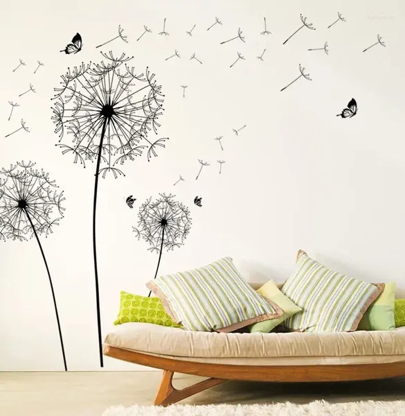 Оконные наклейки стеклянная наклейка на стена дома украшение мебели наклейки на биржи бабочки крупные черные одуванчики цветок