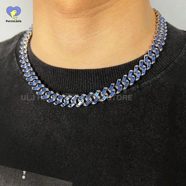 Catene da 12 mm luccicanti strass di strass cubani chocatore per uomini donne blu verde champagne in vetro collana hip hop ghiacciata gioielli ghiacciati