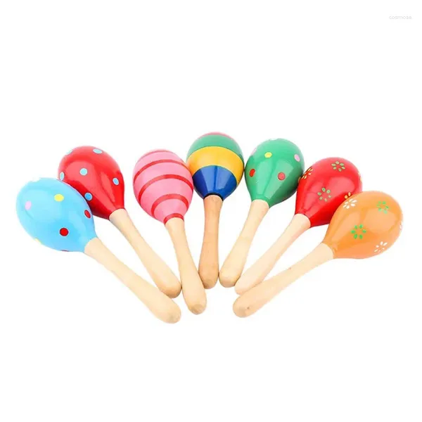 FORNO CHE PARTY 100 pezzi/lotto colorato in legno Maracas Musical Strument Rattle Shaker Toys for Birthday Shower Bombons Battesimo GIF