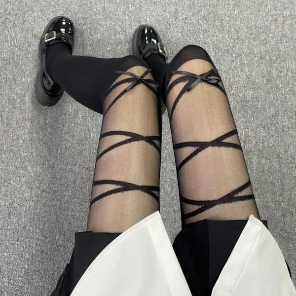 Donne calze calze in lingerie cinghie bowknot cinghie lolita simpatiche milaglia lunghe bianche bianche sexy permanente per donna coscia alta calza