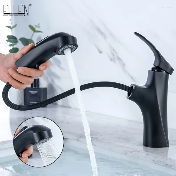 Rubinetti del lavandino del bagno tira fuori rubinetto nero freddo mixer acqua fredda montata a 2 tipi spray ELM821