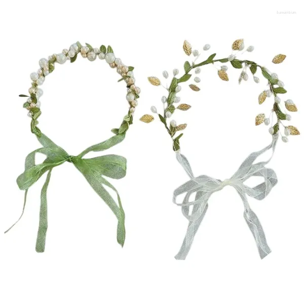 Partyversorgungen Perle/ Golden Blatt Stirnband für Kinder Frühlingsprographie Ethnisches Haar Hoop Hochzeit Blumenmädchen Haarband